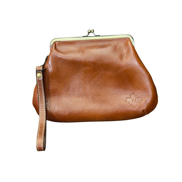 Patricia Nash Handbags - Patricia Nash Cassini Wristlet Women‎ Small Brown Leather Kiss Lock Clutch Bag